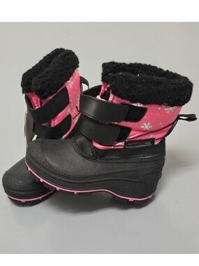 Kids Pink Snow Boots with Black Trim - Insulated Winter Boots